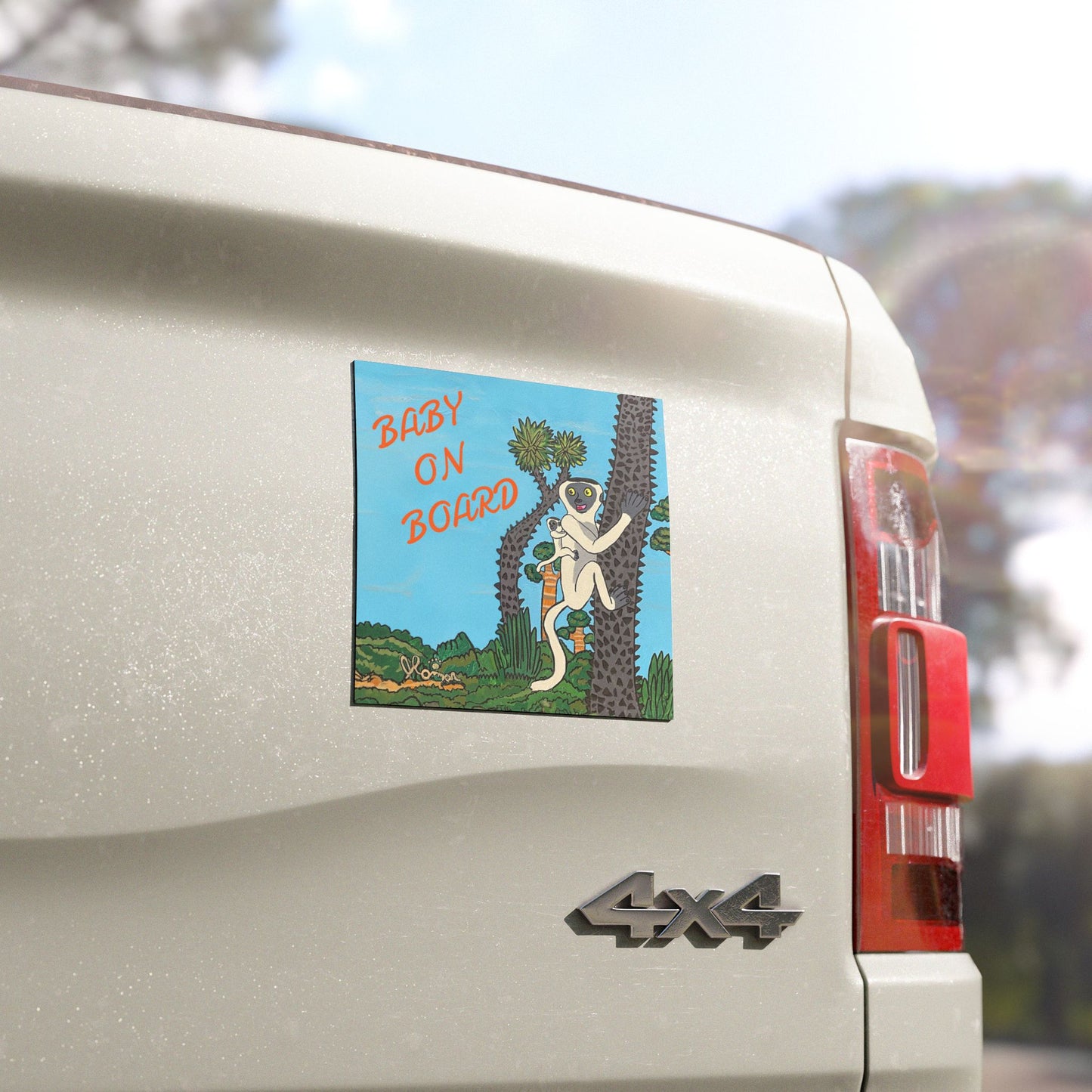 Sifaka Lemur - Baby On Board Magnet