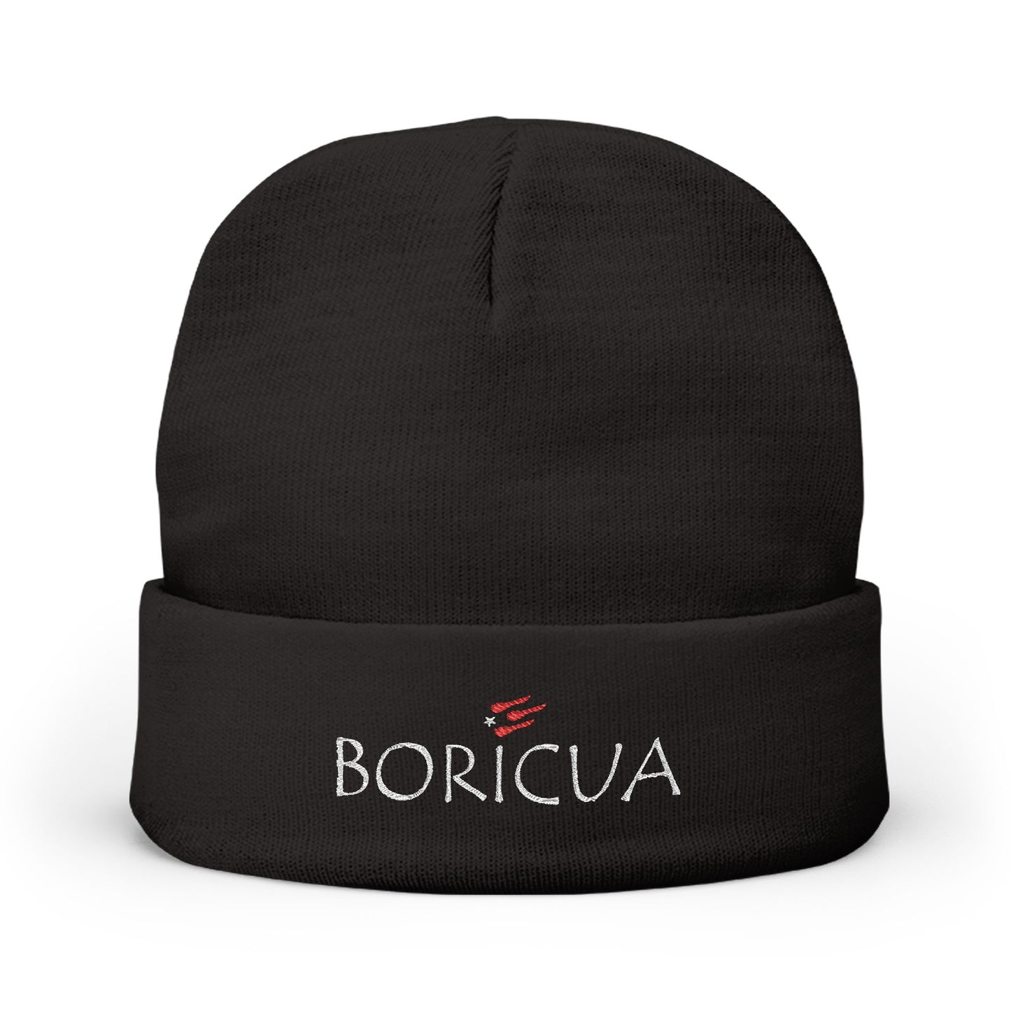 Unisex Boricua Black Embroidered Beanie