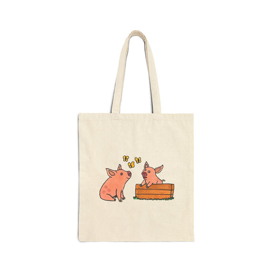 Little Piggy Cotton Canvas Tote Bag