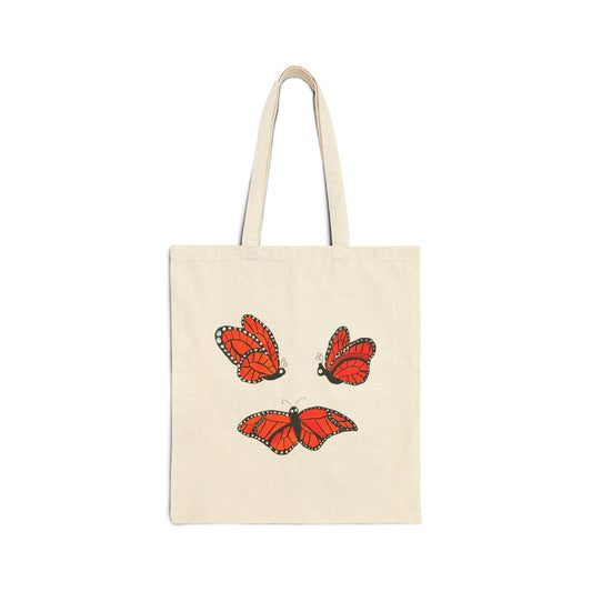 Monarch Butterfly Trio Cotton Canvas Tote Bag