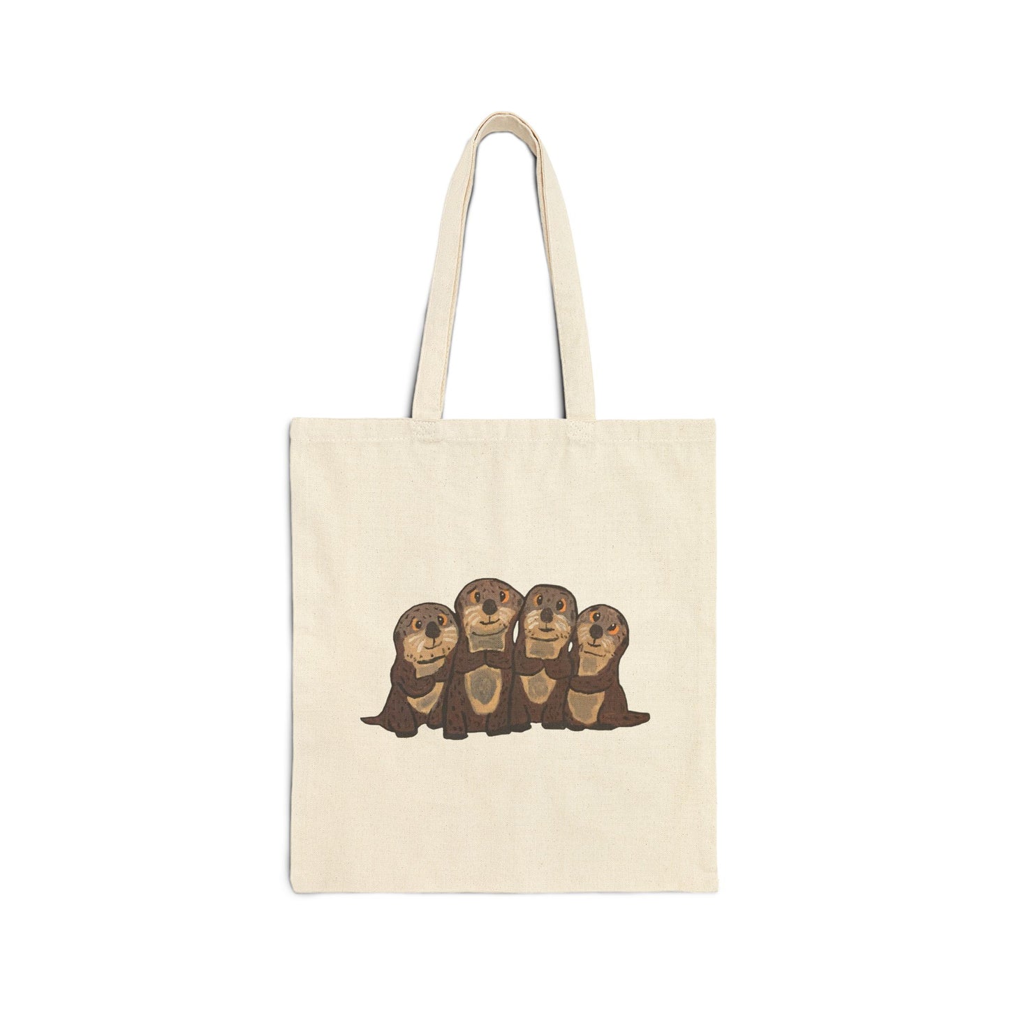 Cuddly Otters Cotton Canvas Tote Bag