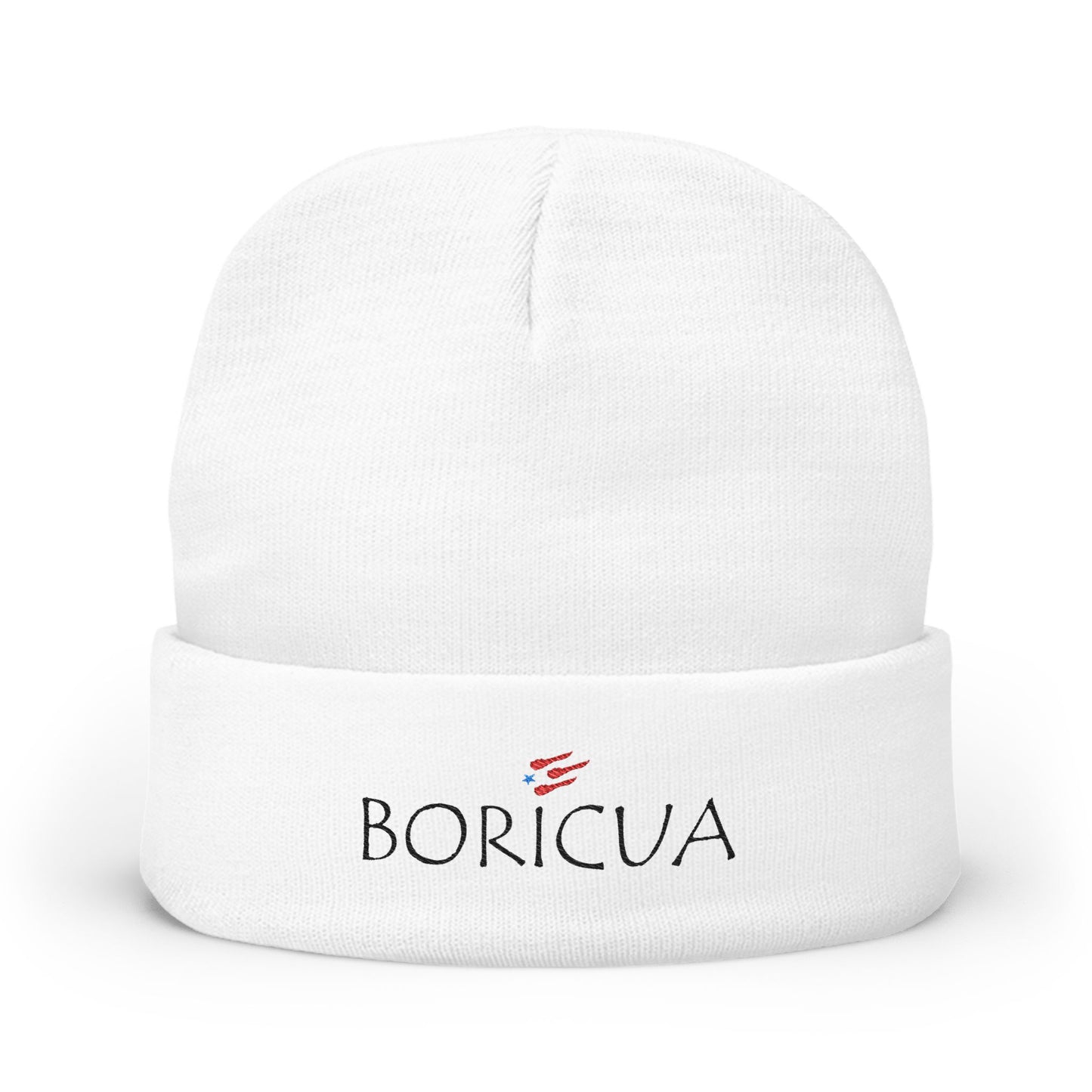 Unisex Boricua White Embroidered Beanie