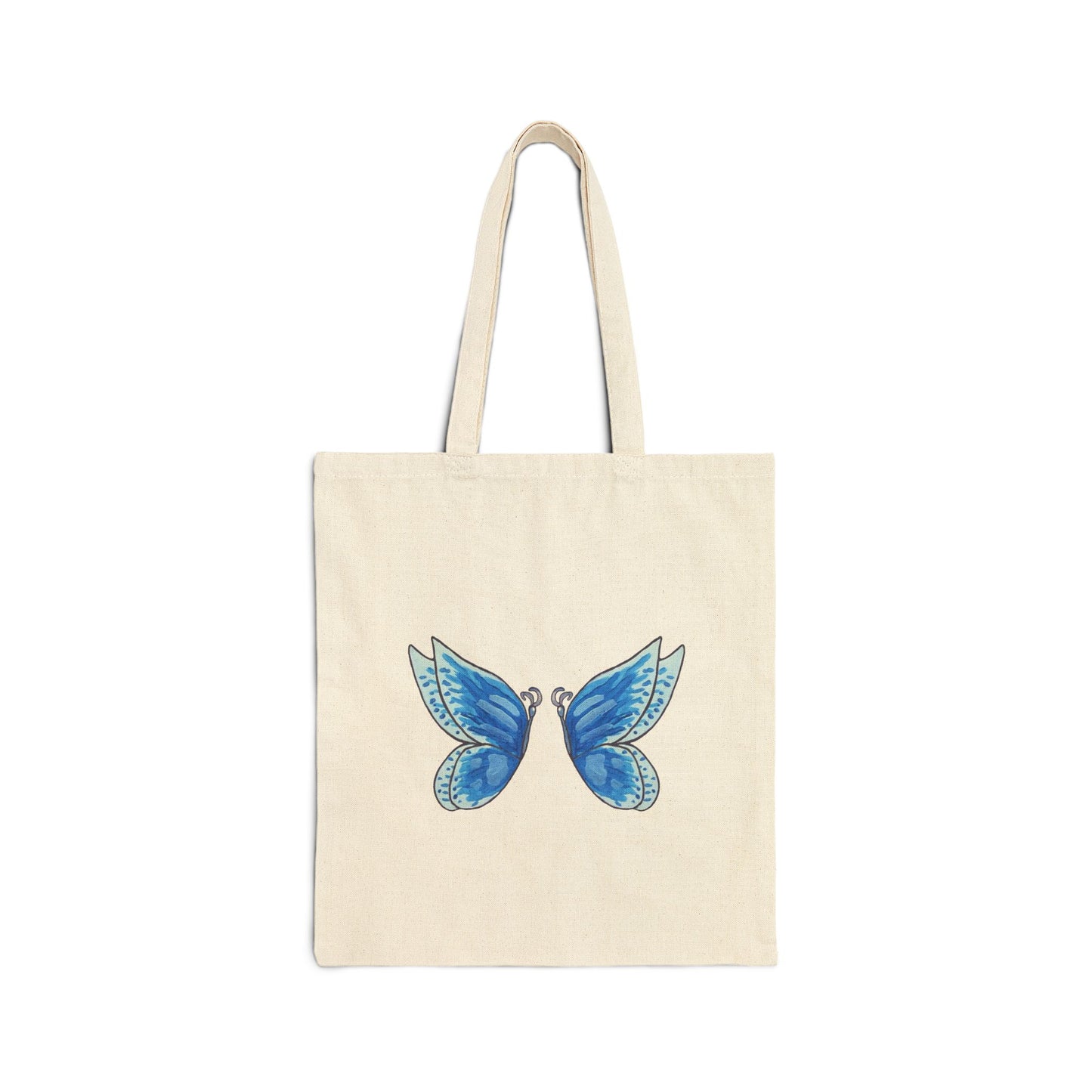 Blue Butterflies Cotton Canvas Tote Bag