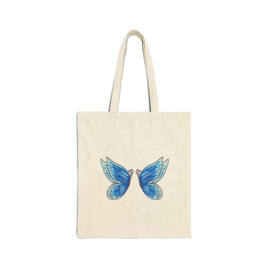 Blue Butterflies Cotton Canvas Tote Bag