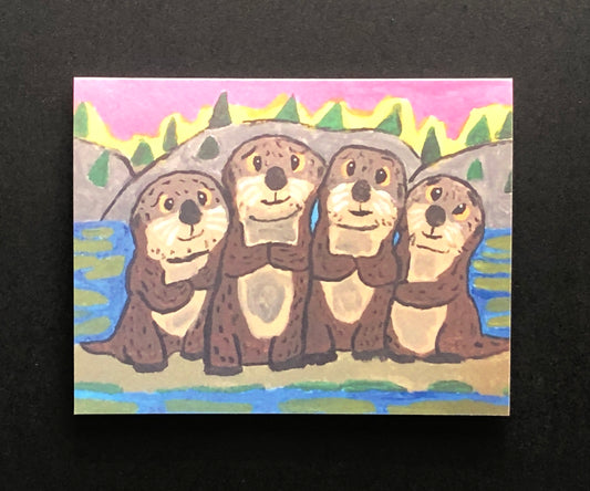 Otter Cuddle Party Note Card