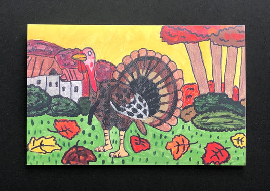Wild Autumn Turkey Holiday Card