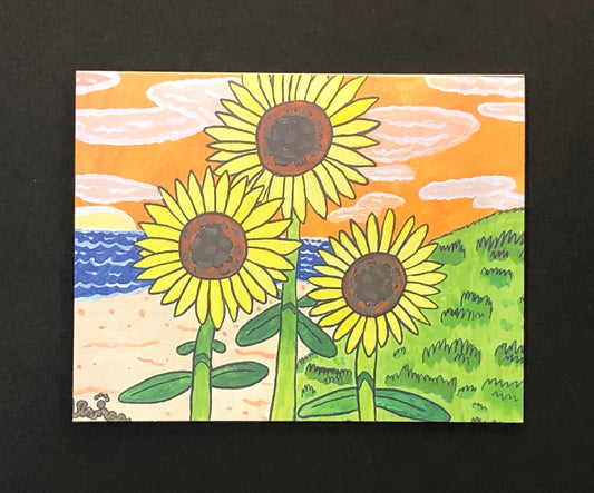 Beach Sunflowers Note Card