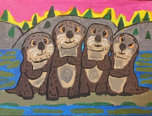 Otter Cuddle Party Note Card