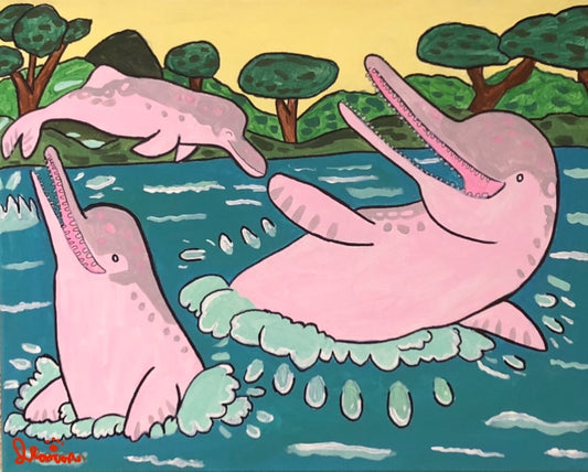 Pink River Dolphins Note Card